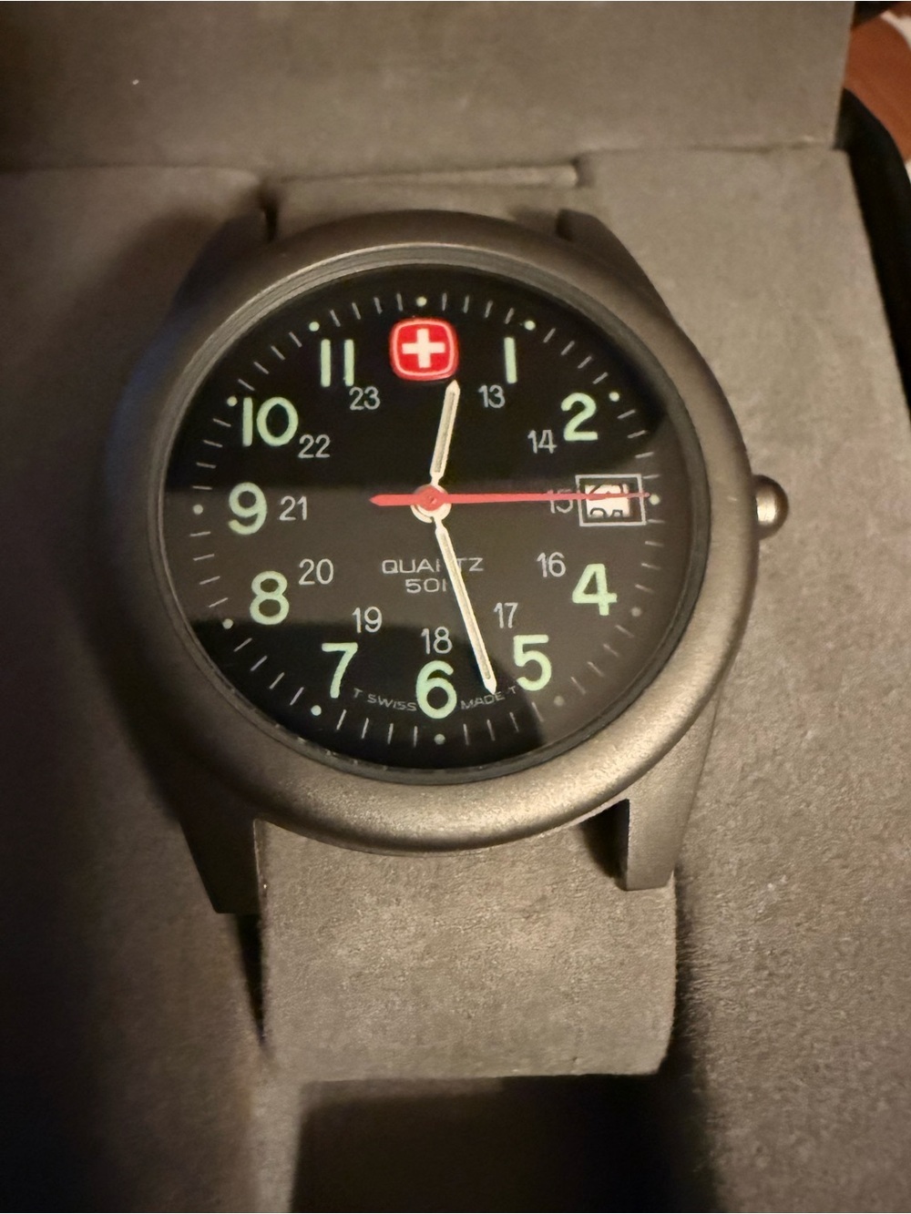 Marlboro edition Swiss-Army Wenger Black Dial Quartz Watch. No  band. Works